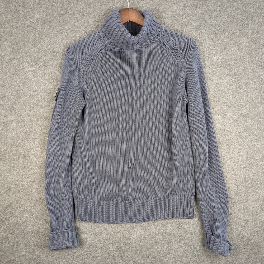 Calvin Klein Jeans Womens Small Blue Chunky Knit Turtleneck Sweater - Picture 8 of 13